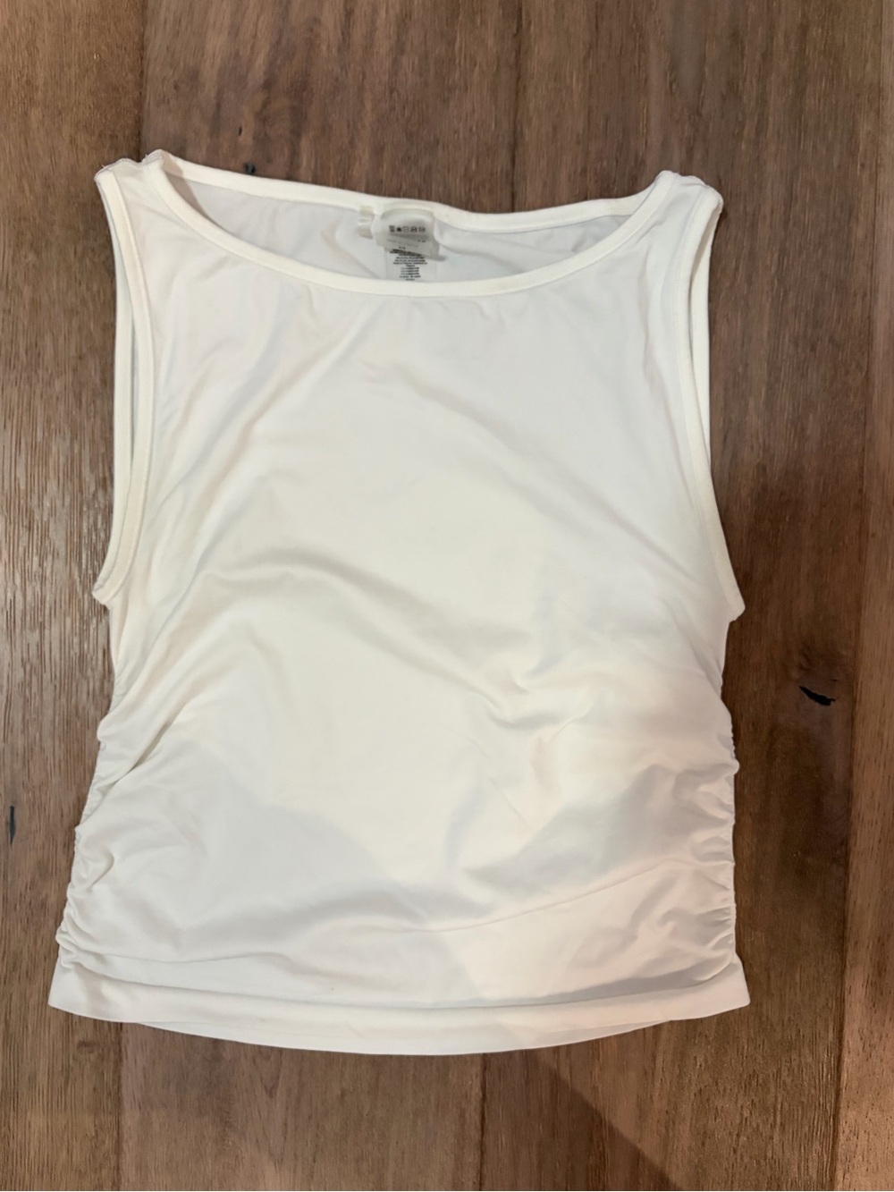 Aritzia White Ruched Side Tank Top